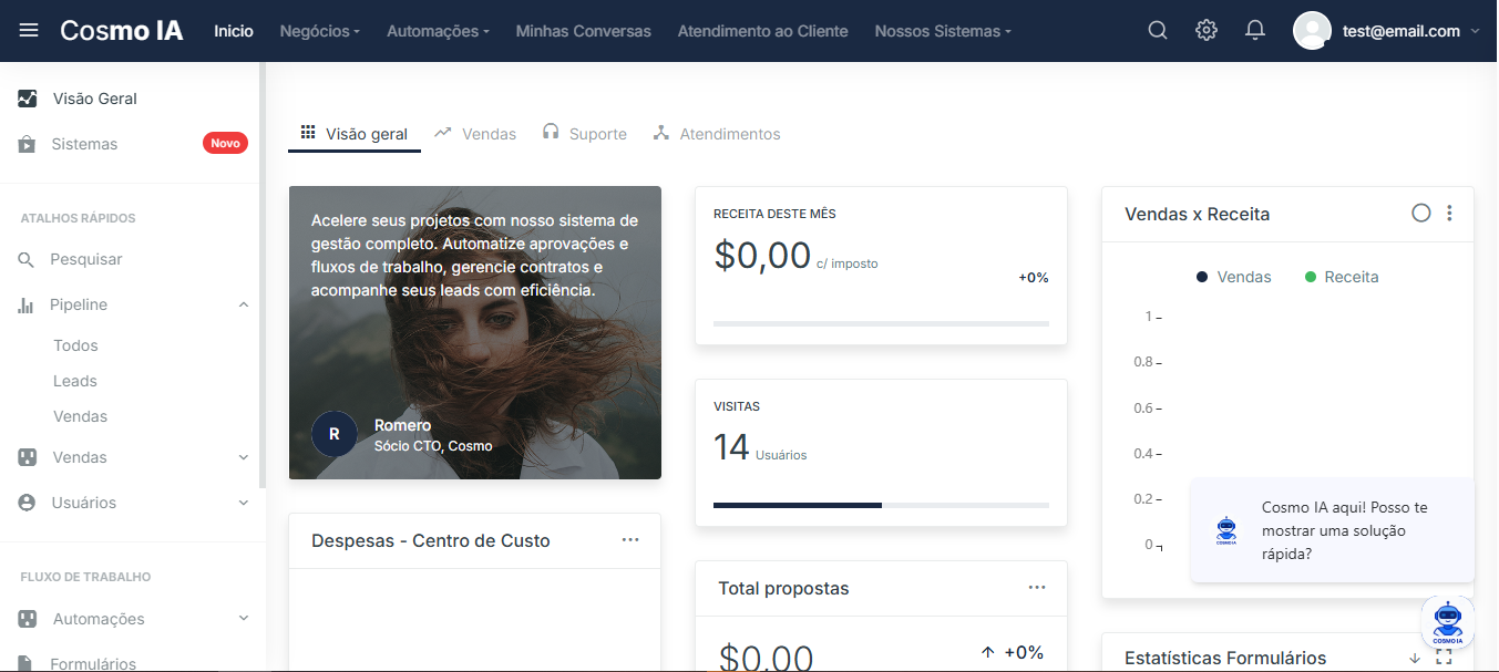 Equipe da Cosmo discutindo estratégia de automação